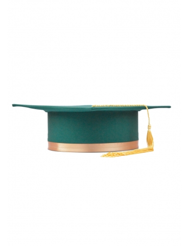 Golden green graduation cap