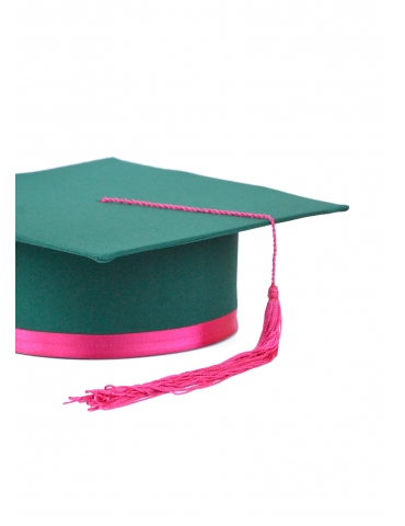 Pink green graduation cap